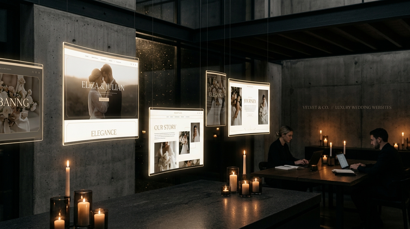 Dark Star Consulting Group luxury wedding web design presentation showcasing bespoke typography and responsive interfaces